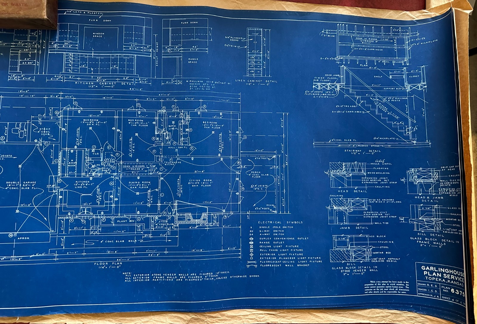 1955 Garlinghouse Plan Service #6375 6 Pgs. Blueprints Modern MidCentury Home