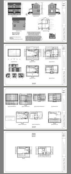 28×16 House — 2 Bedroom 1.5 Bath — PDF Floor Plan — 840 sq ft — Model 1D
