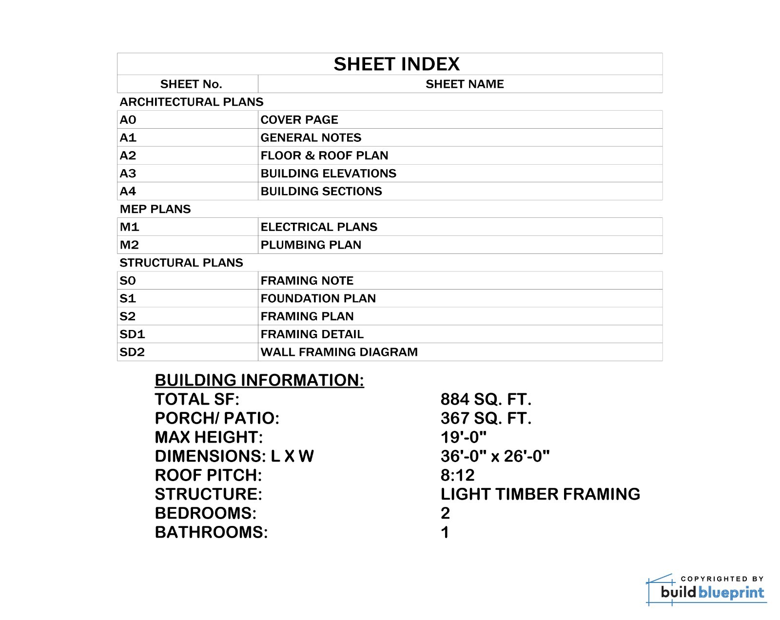 Modern 26′ x 34′ Willow Cabin Architectural Plans – PDF Download