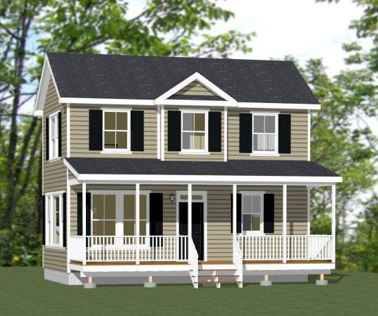 28×16 House — 2 Bedroom 1.5 Bath — PDF Floor Plan — 840 sq ft — Model 1D