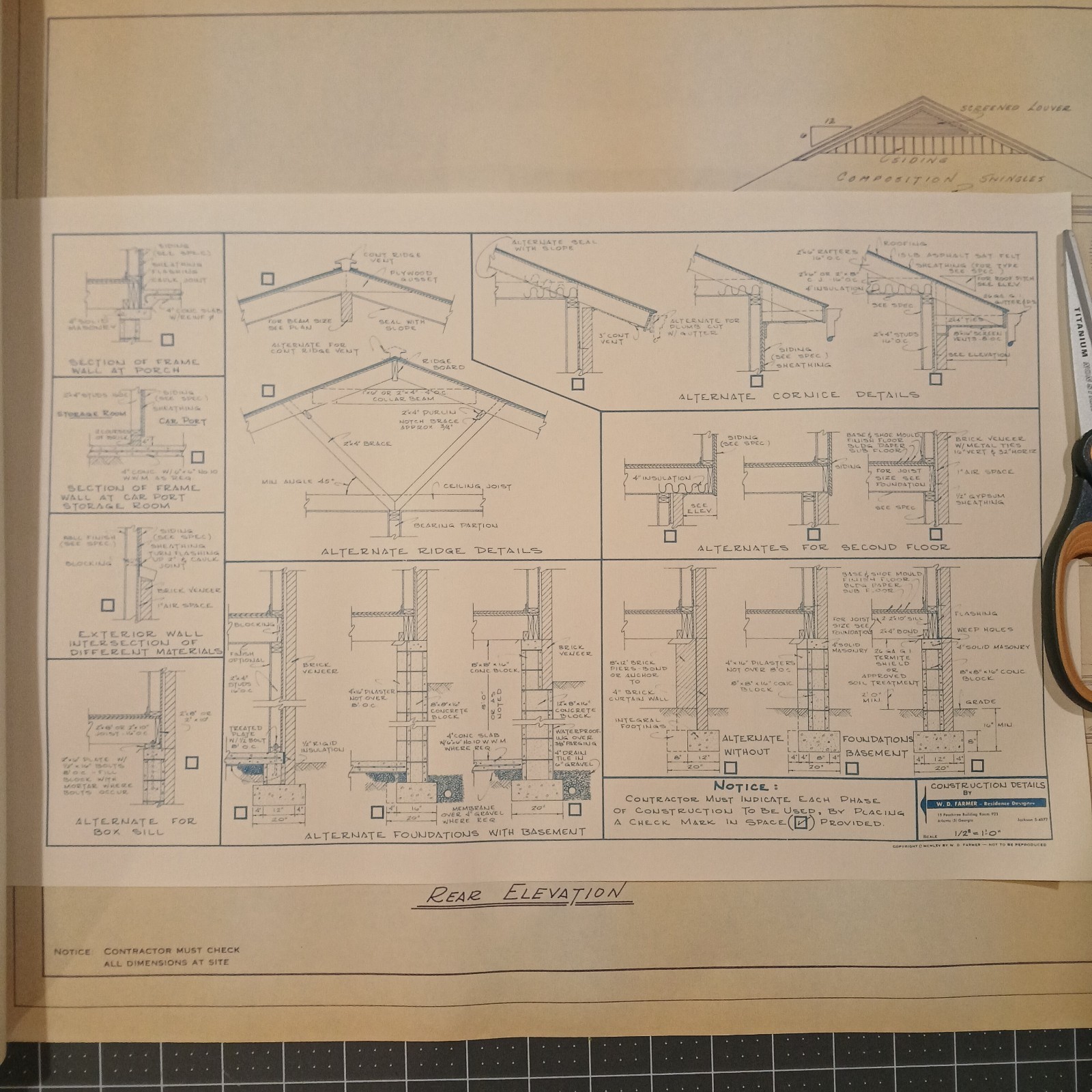 MCM 1966 House Blueprint Plans W.D. Farmer Homes Plan #246 1220 sf 60s Ranch Vtg