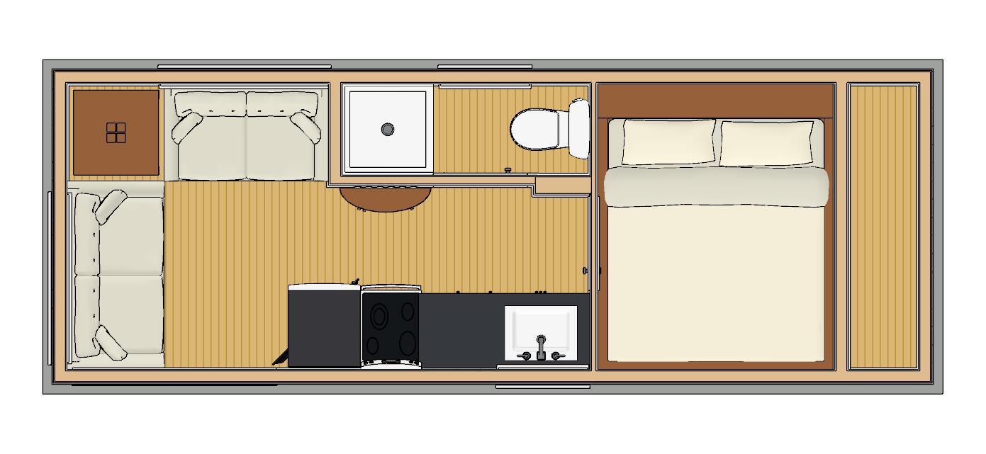 204sqft – 8’6×24’B – 1bedrm/1bath-T – Tiny/Small House design – us – ala cart