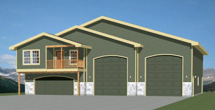 60×50 Apartment with 2-Car 2-RV Garage – PDF FloorPlan – 1,703 sqft – Model 1G