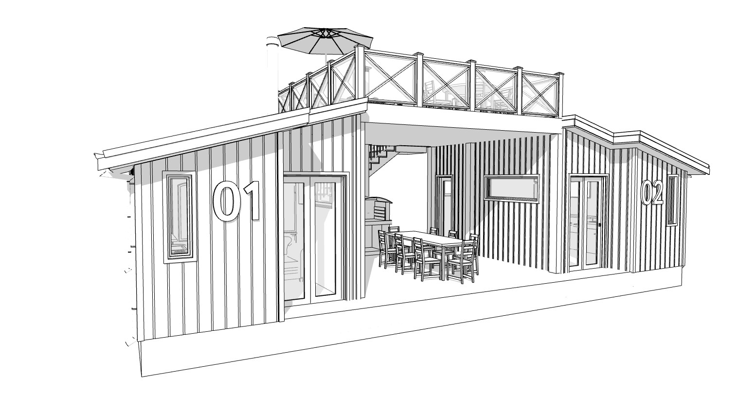 38’x18’ Double Tiny House, 1-Bed, 1-Bath Architectural Build Plans PDF Download
