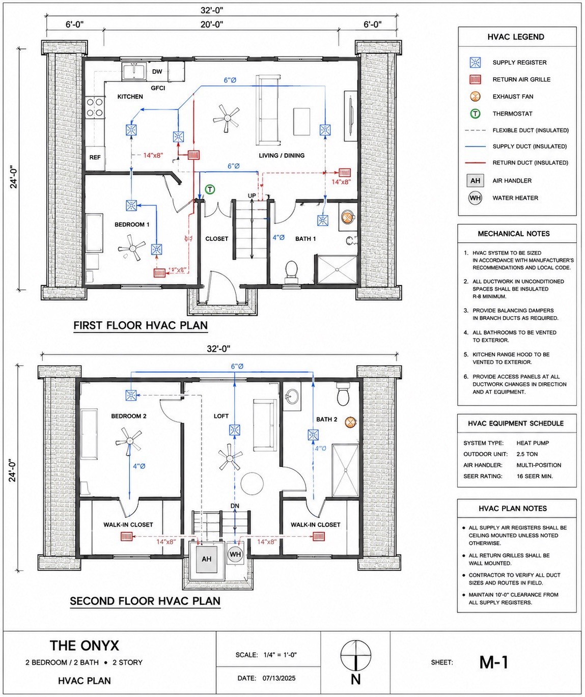The Onyx Modern Home Building Plans & Blueprints Elevations and HVAC Plan