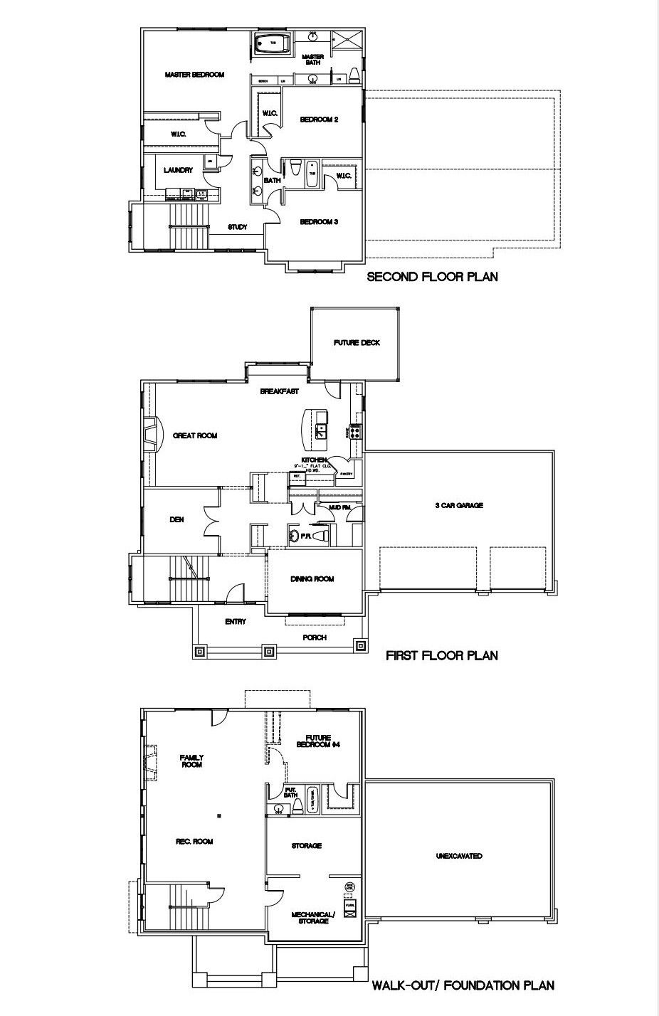 Custom Home House Building Plans 4 bedroom Blueprints 4,057 sq ft PDF files