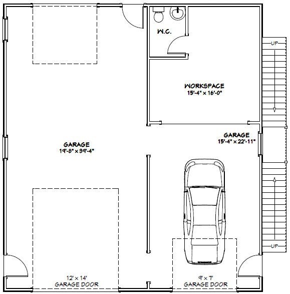 36×40 Apartment with 1-Car 1-RV Garage — PDF Floor Plan — 902 sqft — Model 1B