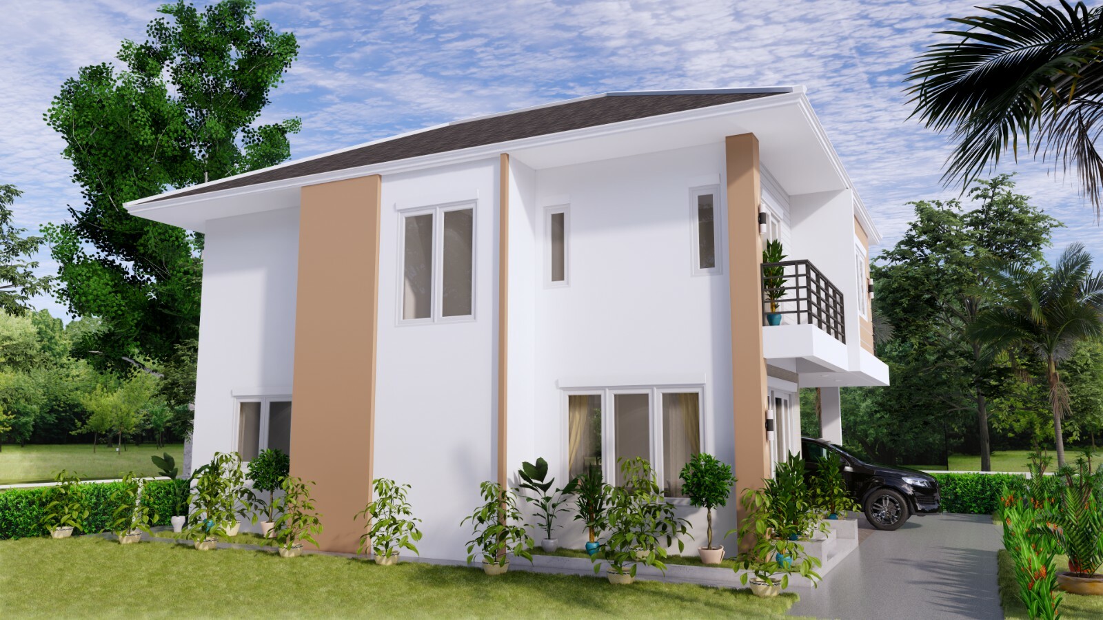 28×36 Feet House Design Plans 8.5×11 Meter 4 Beds 3 Bath Hip Roof (A4 Hard Copy)