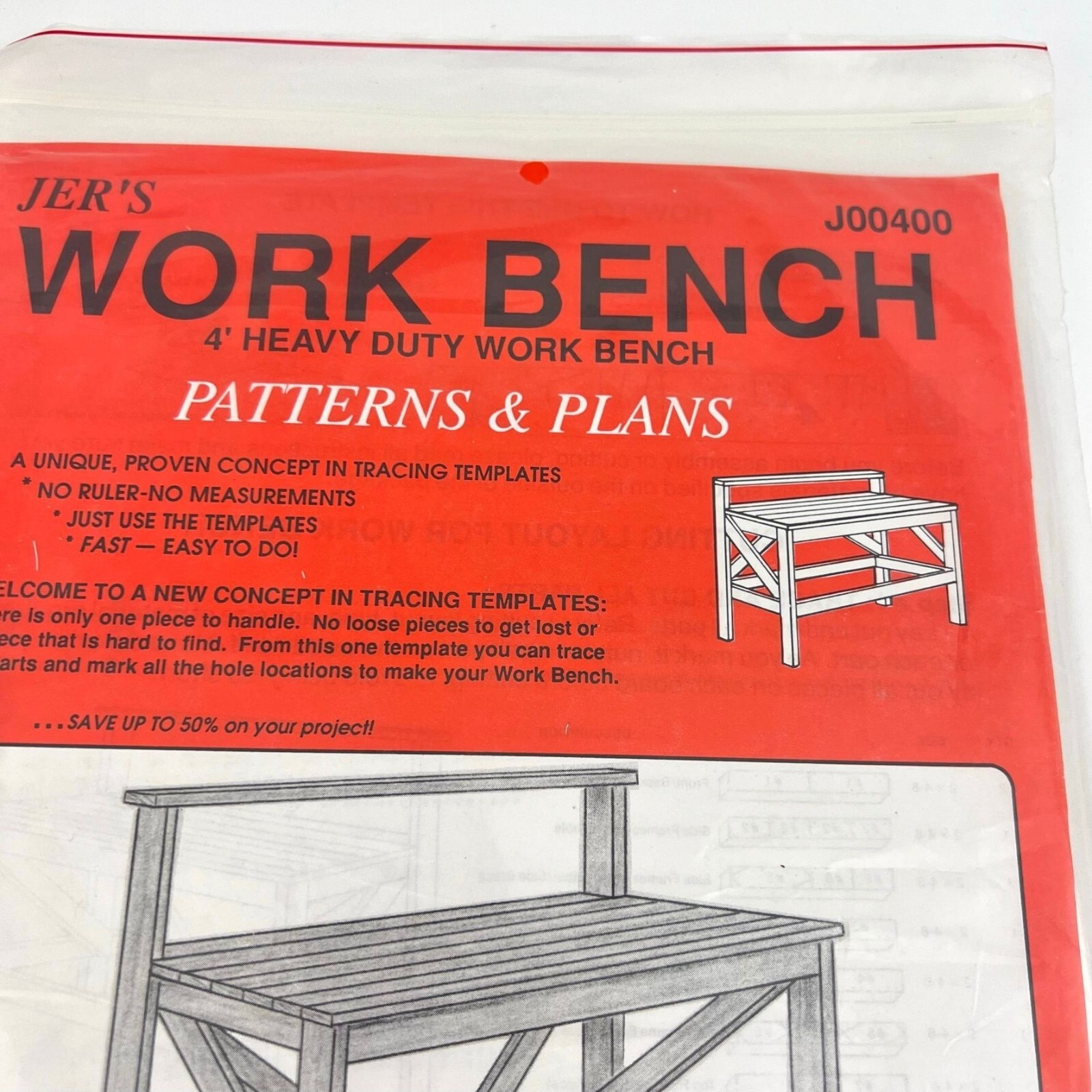 Jer’s Patterns & Plans Work Bench 4 feet Heavy Duty J00400