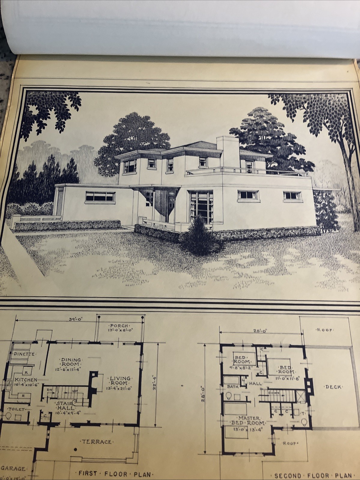 Vintage 1948 MCM Contemporary Home Blueprint Triflex Service Washington DC Plan