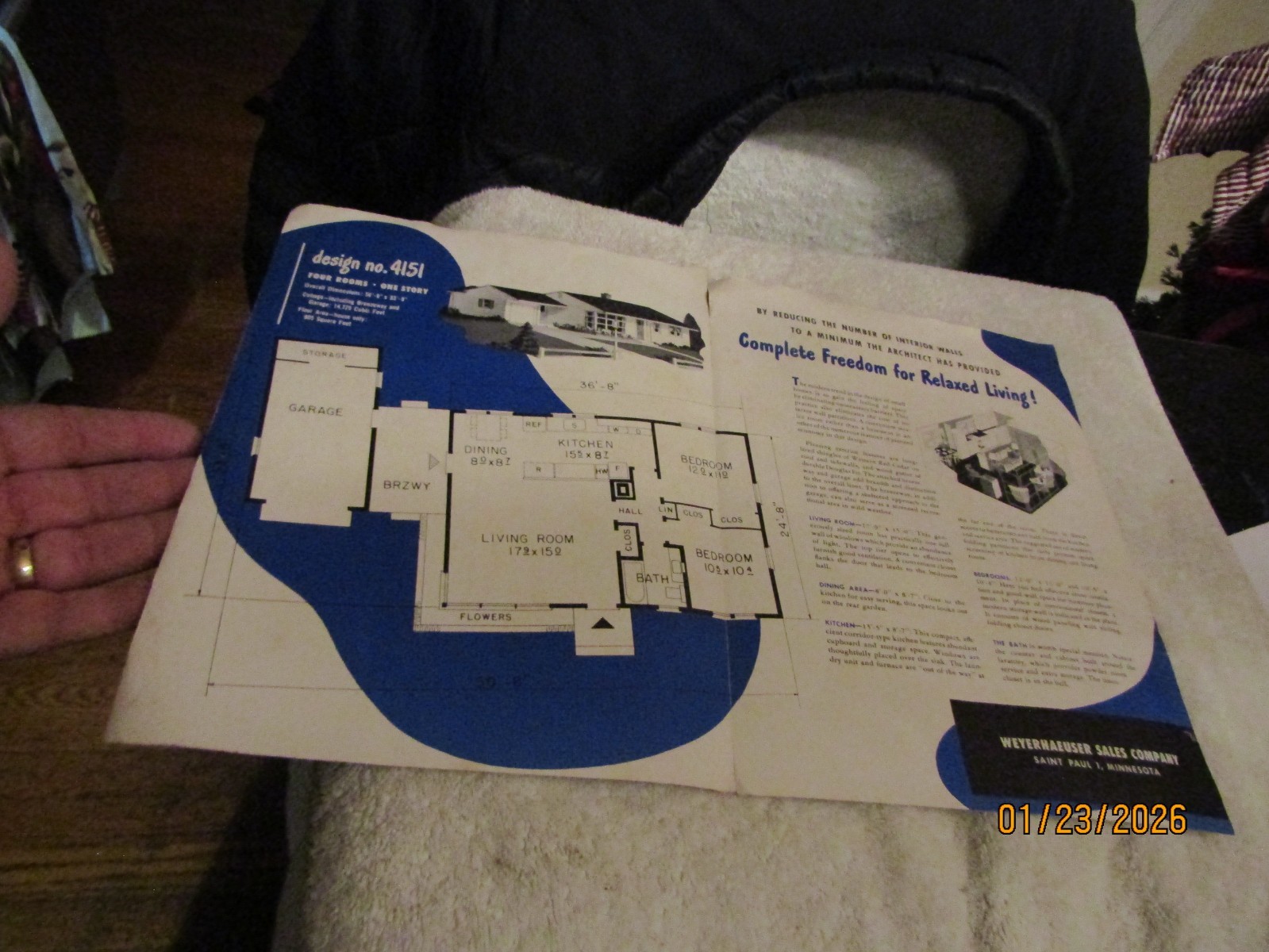 Vintage Weyerhaeuser 4 Square Guide Home Manual Plans Breezeway & Garage 4151