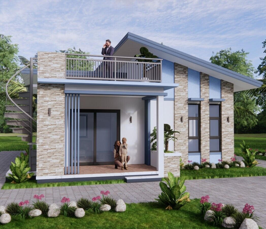 26×36 Small House Plan 8×11 Meter 2 Beds 2 Baths Small Shed (A4 Hard Copy)