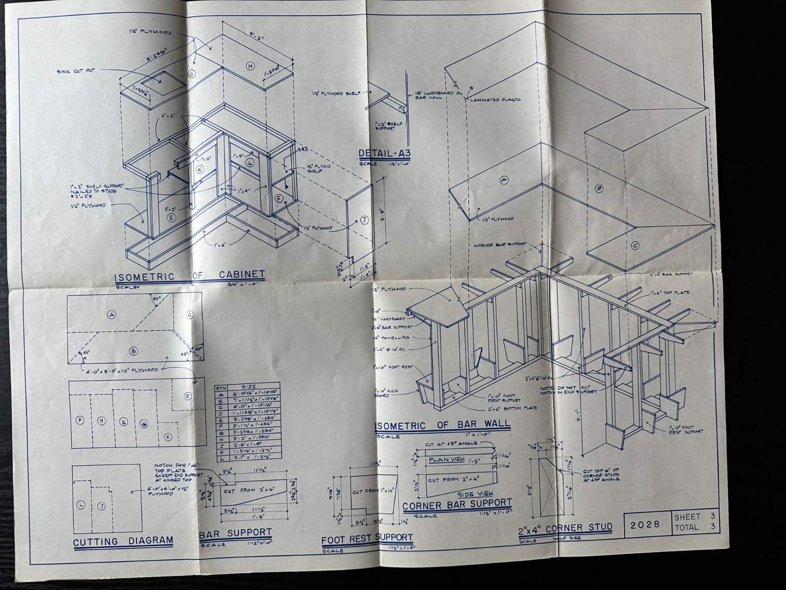 National Plan Service WET BAR #2028 Vintage 1970’s Building Plans COMPLETE!