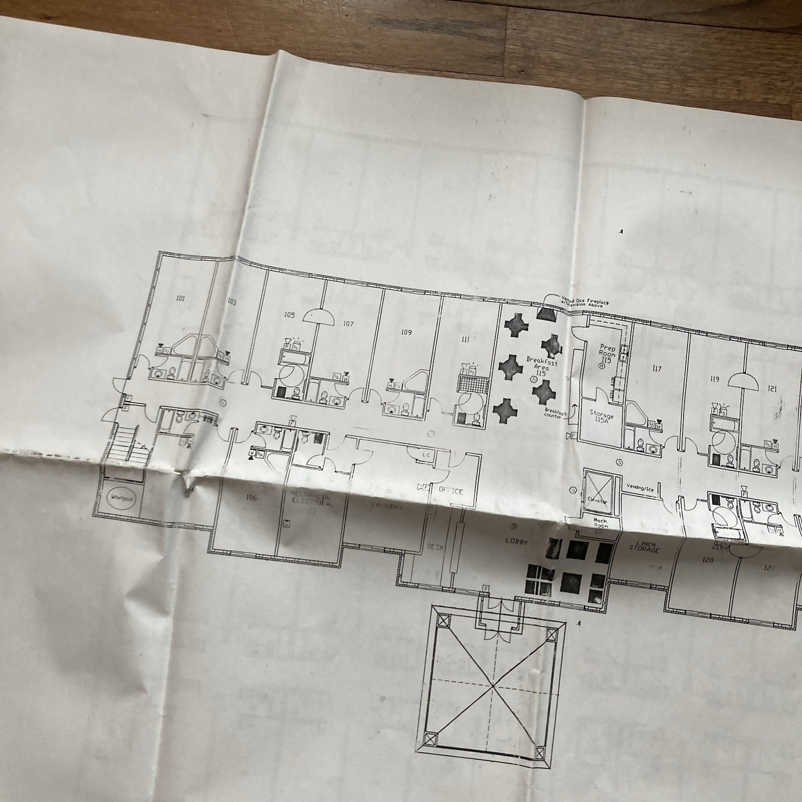 Large Foldout Architectural Blueprint Super 8 Motel Uniontown PA Y2K 36×24