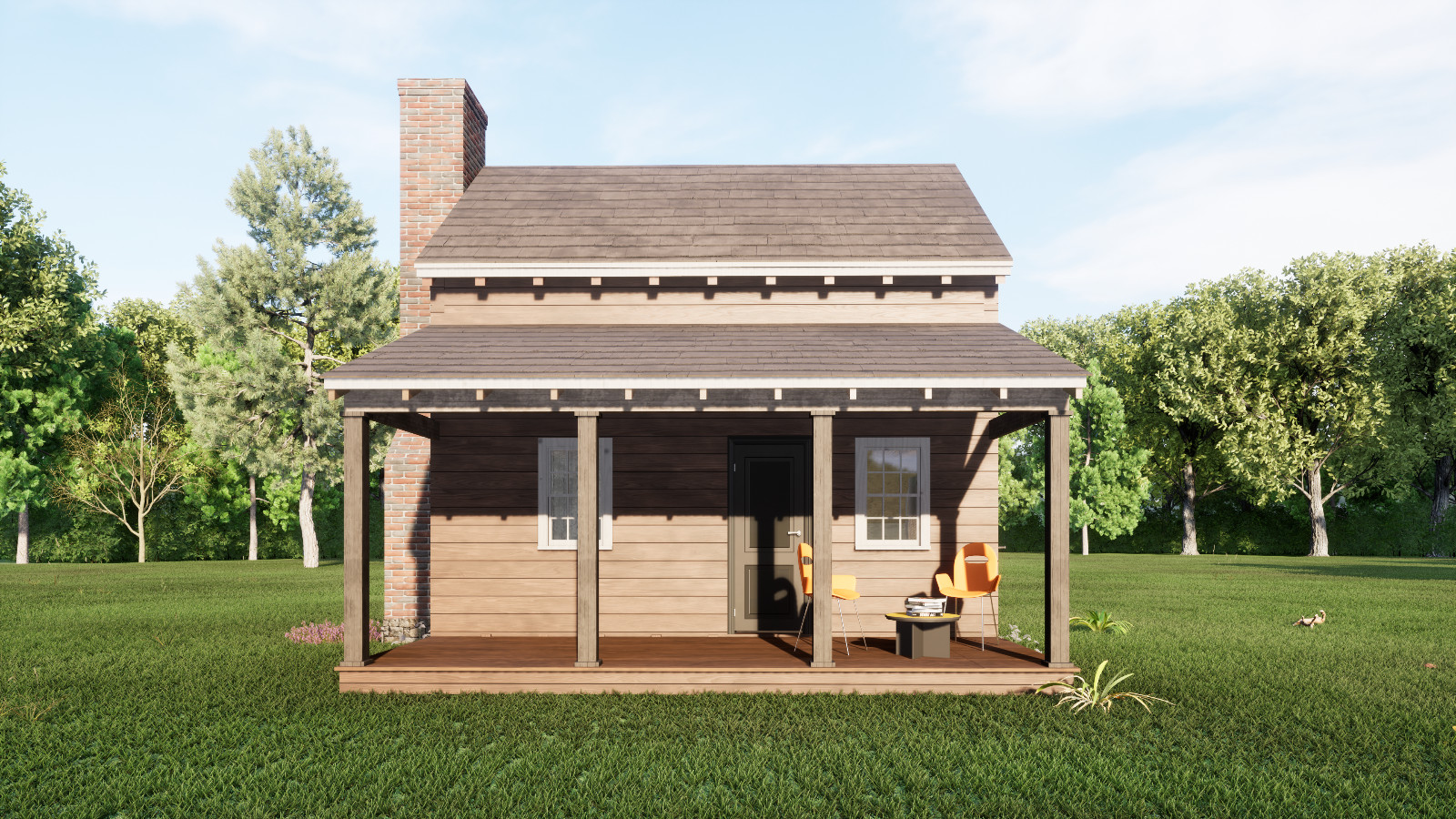 Modern 640 Sq.Ft Tiny House Plan with Realistic 3D Images and PDF Blueprint Plan