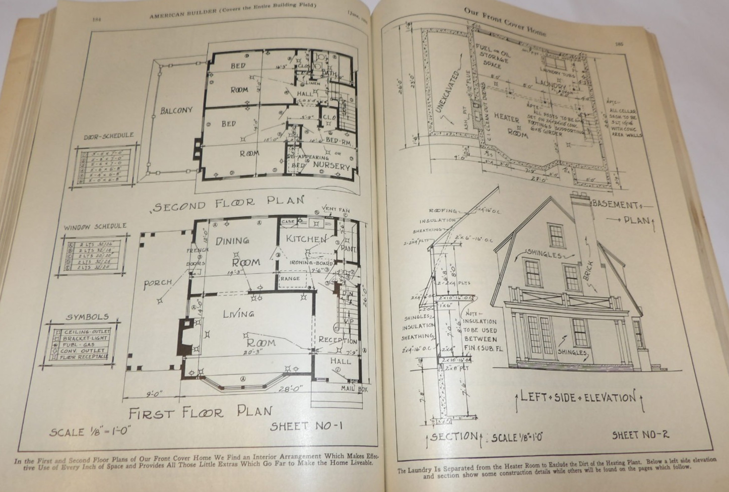 VTG 1926 BUILDER MAGAZINE! 16 HOME DESIGNS IN COLORS & LAYOUTS! ASBESTOS SHINGLE