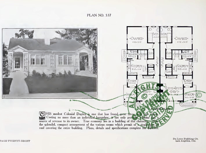 De Luxe (1924) Flats + Duplex homes CATALOG Apartments Architect Design + Plans