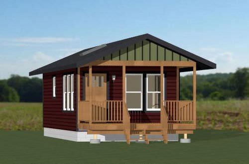 14×28 Tiny House — 391 sq ft — PDF FloorPlan — Model 3D
