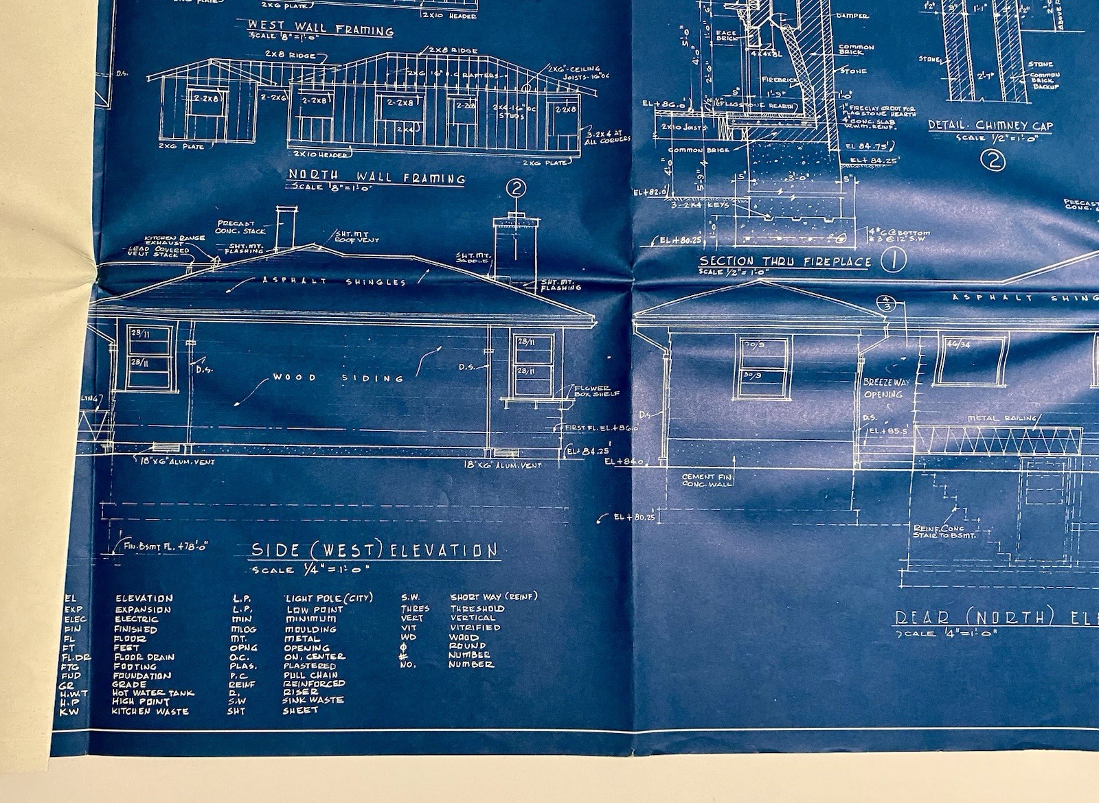 Lot Of 2 1950s-1960s Blueprints Mid century Modern Home + Two Flat Apt Building