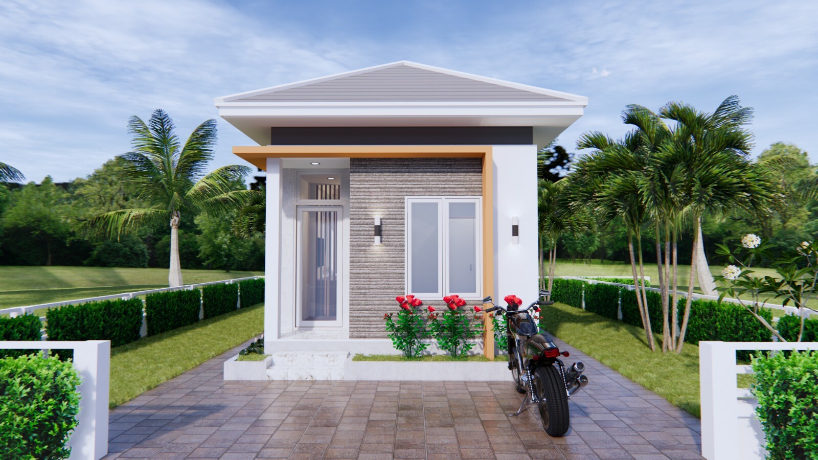 New Home Plans 4×9 Meter 13×30 Feet 2 Beds 1 Bath Hip Roof PDF (A4 Hard Copy)