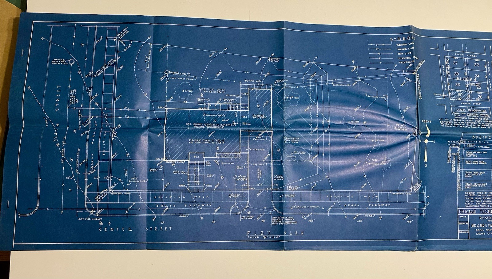 Lot Of 2 1950s-1960s Blueprints Mid century Modern Home + Two Flat Apt Building