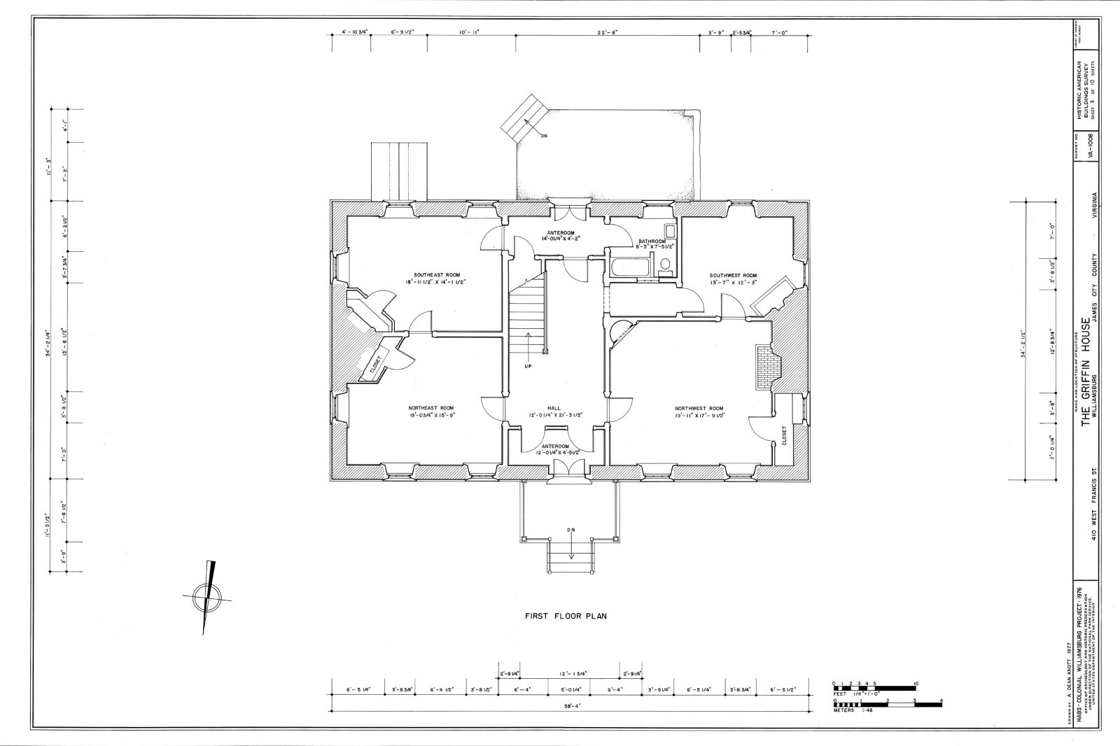 Traditional Brick Colonial Williamsburg Home, Architectural Plans, PRINTED plans