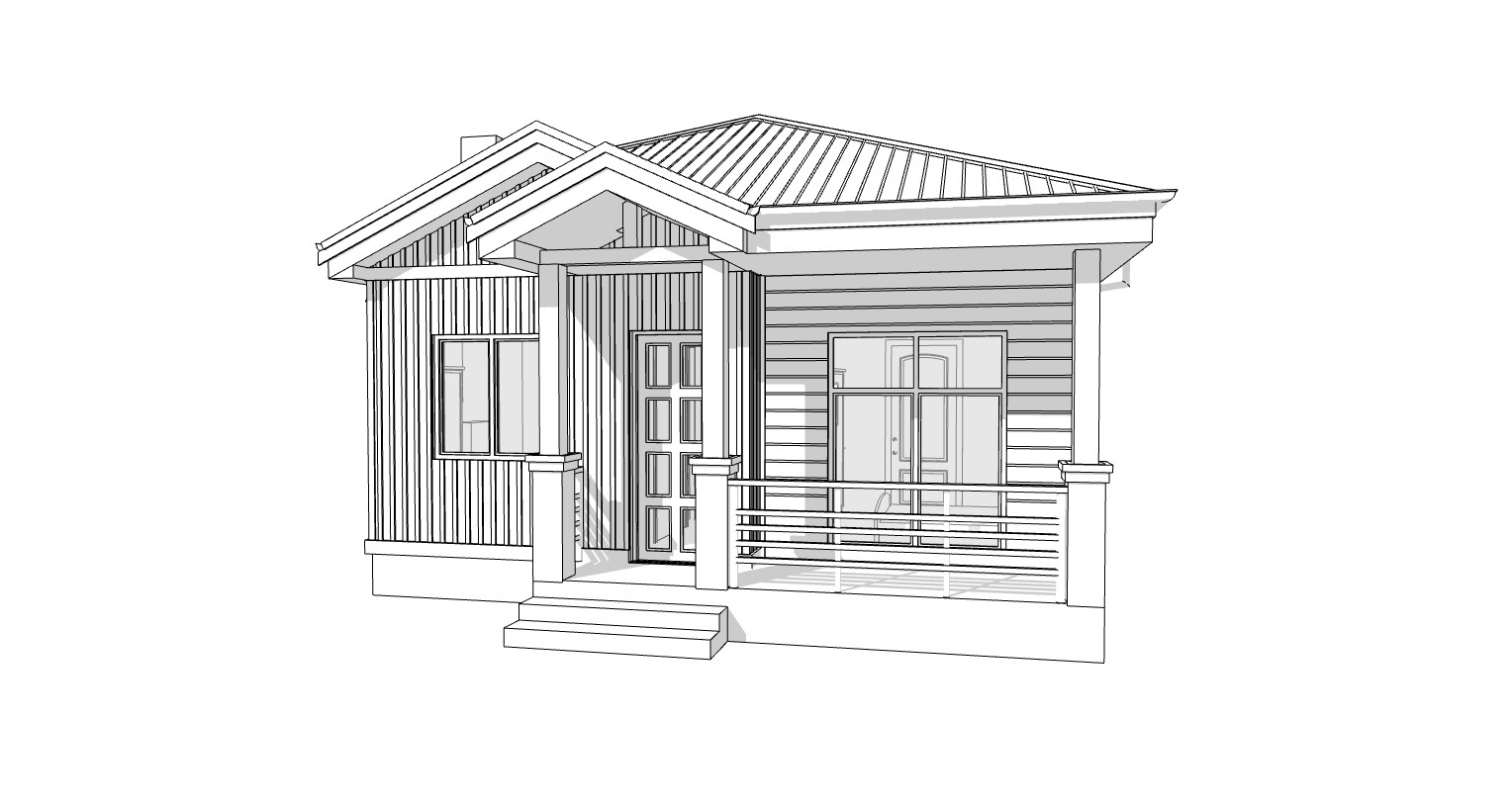 Charming Tiny House 1 Bed, 1 Bath, 583SF Architectural Build Plans PDF Download