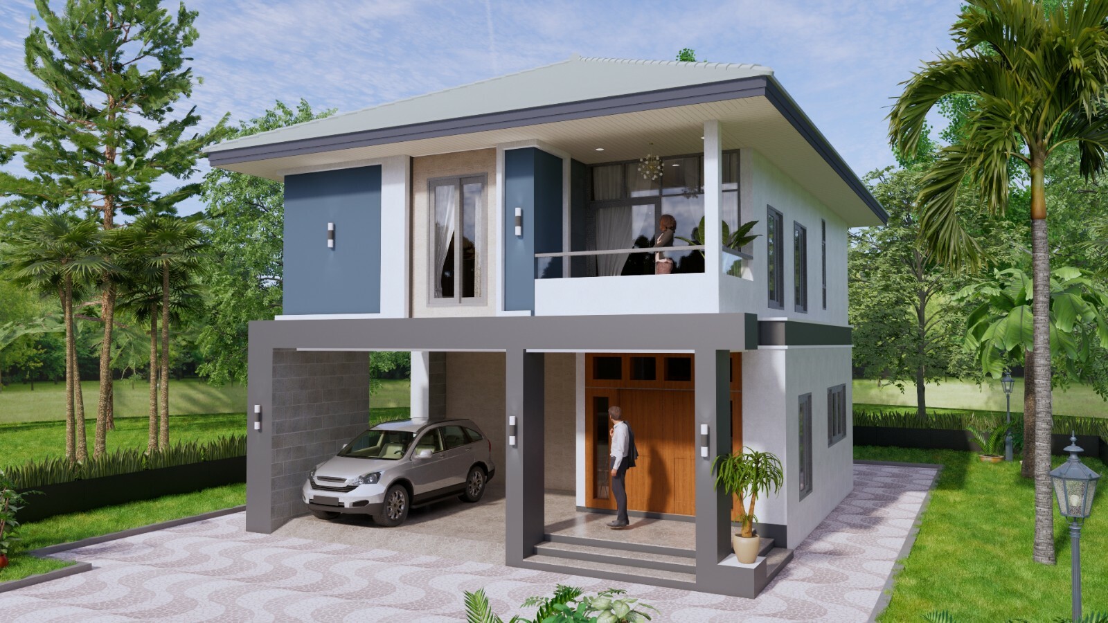 Small House Design 8×10 Meter 27×40 Feet 4 Beds 3 Baths Hip Roof (A4 Hard Copy)