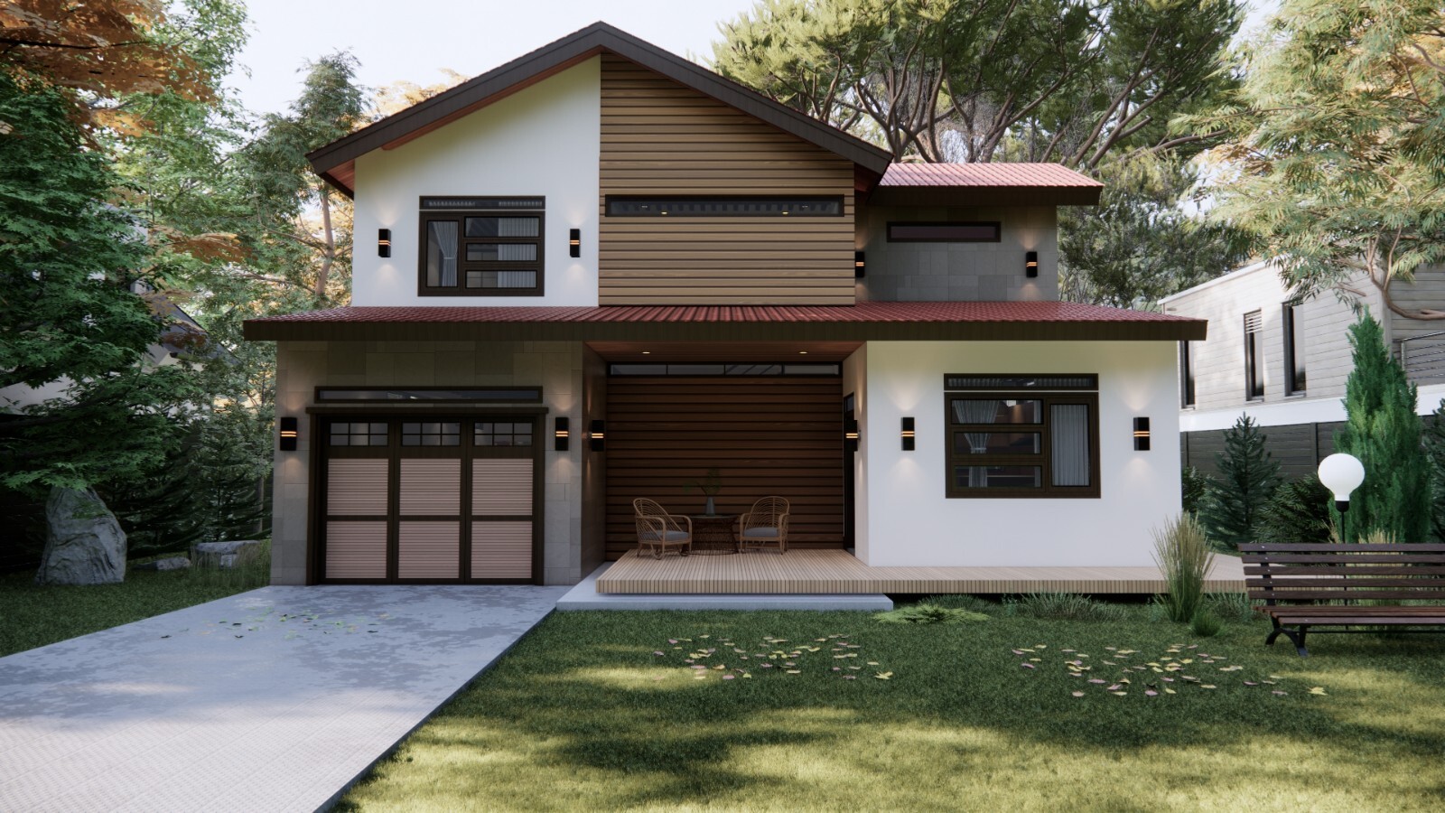 House Plan Modern Home Building / 3 Bedroom, 3 Bathroom with Garage