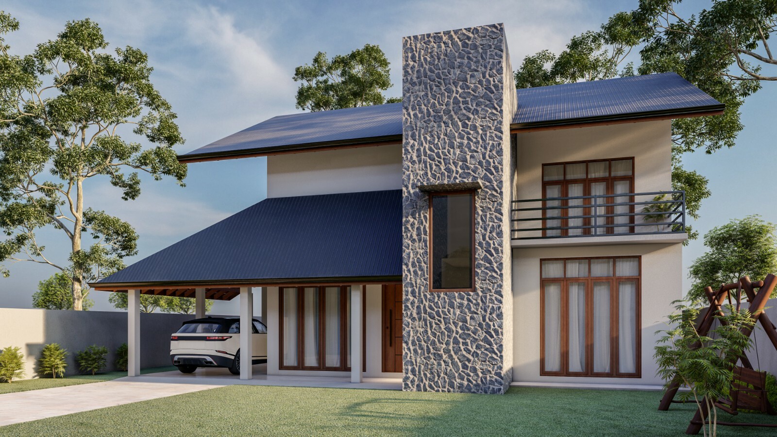 Modern House Plan Roof Type 3D Images DWG CAD File And PDF For Blueprint Plans
