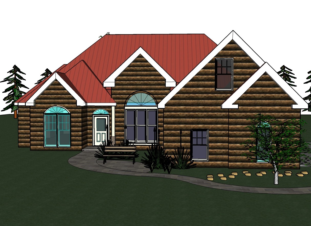 Amanda 1706G-4 log Home, House plan 3 bed room, 2 bath split plan in PDF