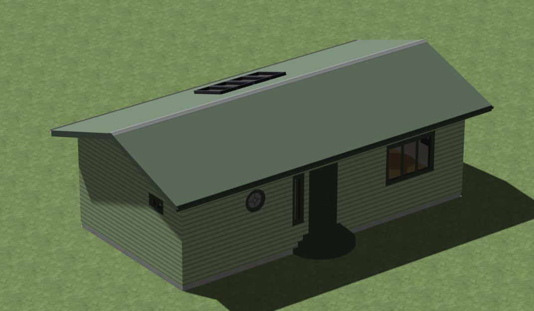 Small Home Construction Plans 648 sq.ft. with outdoor deck and sunroom.