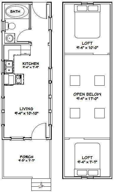 10×28 Tiny House — 466 sq ft — PDF Floor Plan — Model 4A
