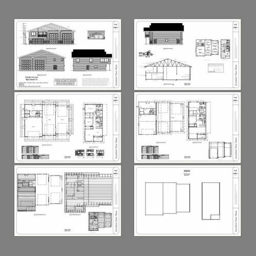 60×44 Apartment with 2-Car 2-RV Garage – PDF FloorPlan – 1,415 sqft – Model 1A