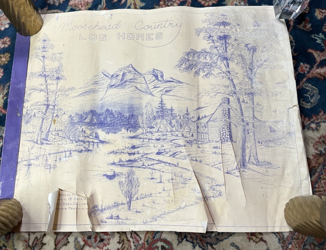 Vtg Moose Head Country Log Home Plans Full Set Blueprint Farmhouse 1980s Maine