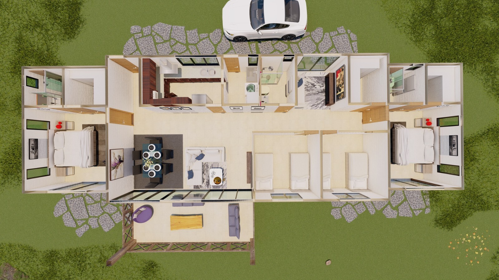 33×69 House plans — 4 Bedroom 3 Bath — 1587 sq ft — PDF Floor Plan