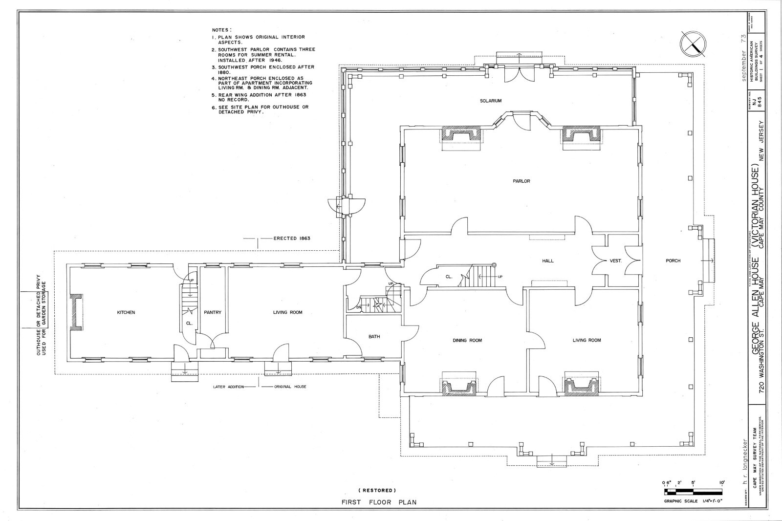 Victorian Italianate house, large porches, printed architectural floor plans