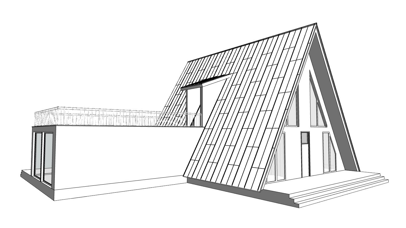 63’x59’ 3 Beds, 2.5 Baths Cozy A-Frame House Architectural Plans PDF Download.