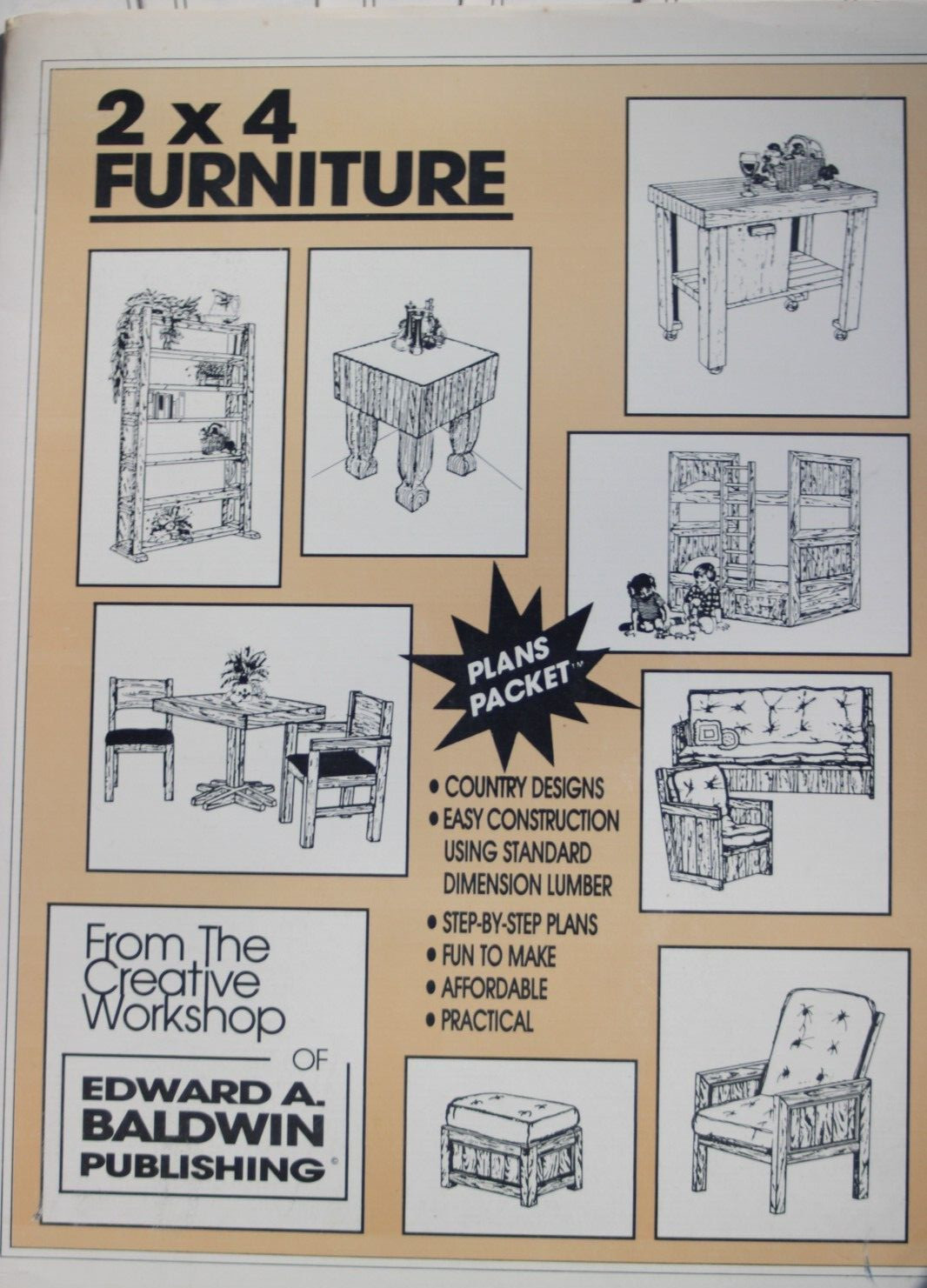 2 x 4 Furniture Plans Packets for 8 Different Projects from Wood Edward Baldwin