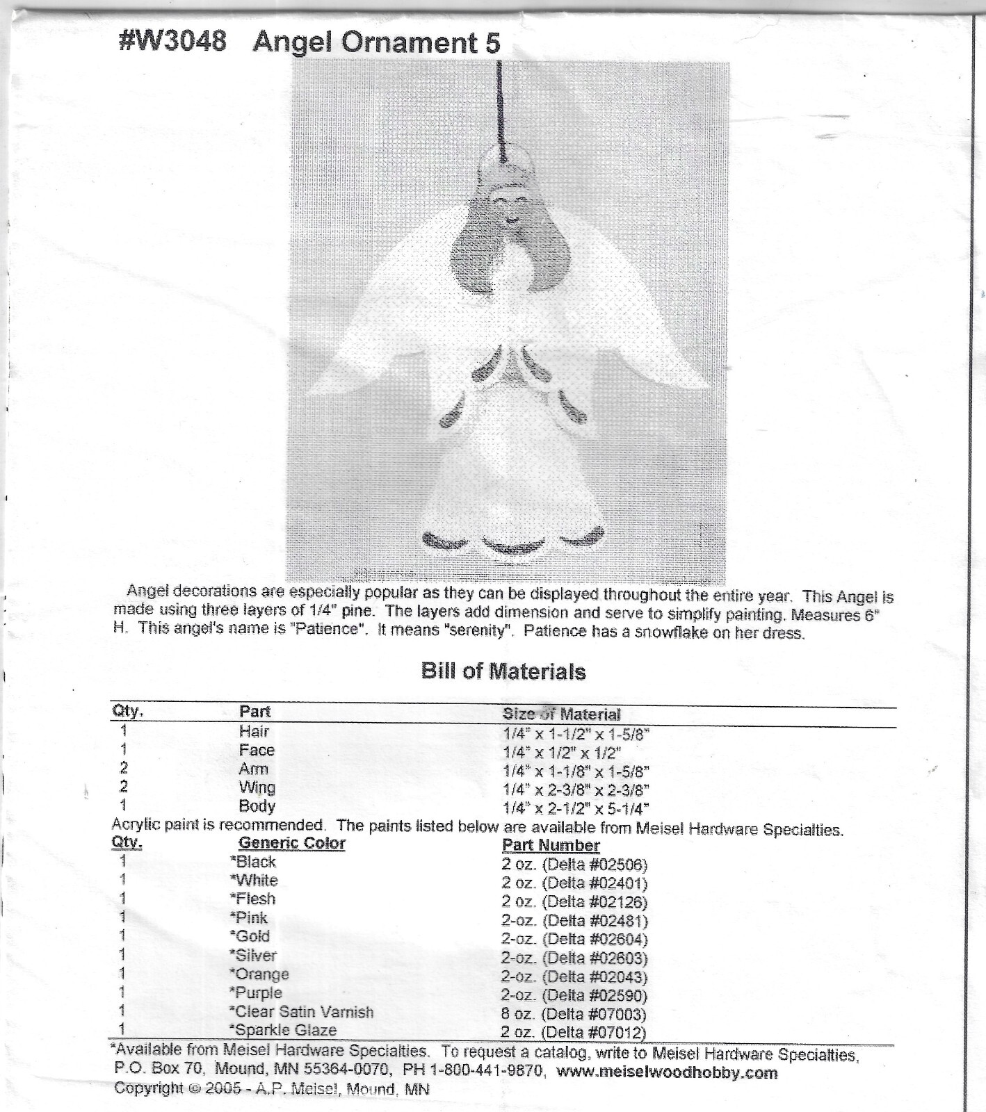 wood furniture plans~Angel Ornament 5 #W3048