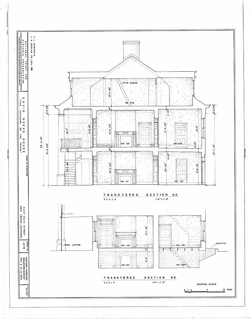 Shadows on the Teche – Antebellum Mansion southern style – printed drawings