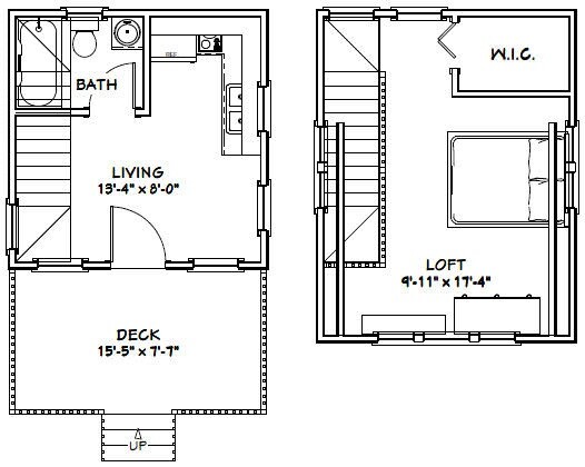 14×14 Tiny House — 399 sq ft — PDF FloorPlan — Model 1C