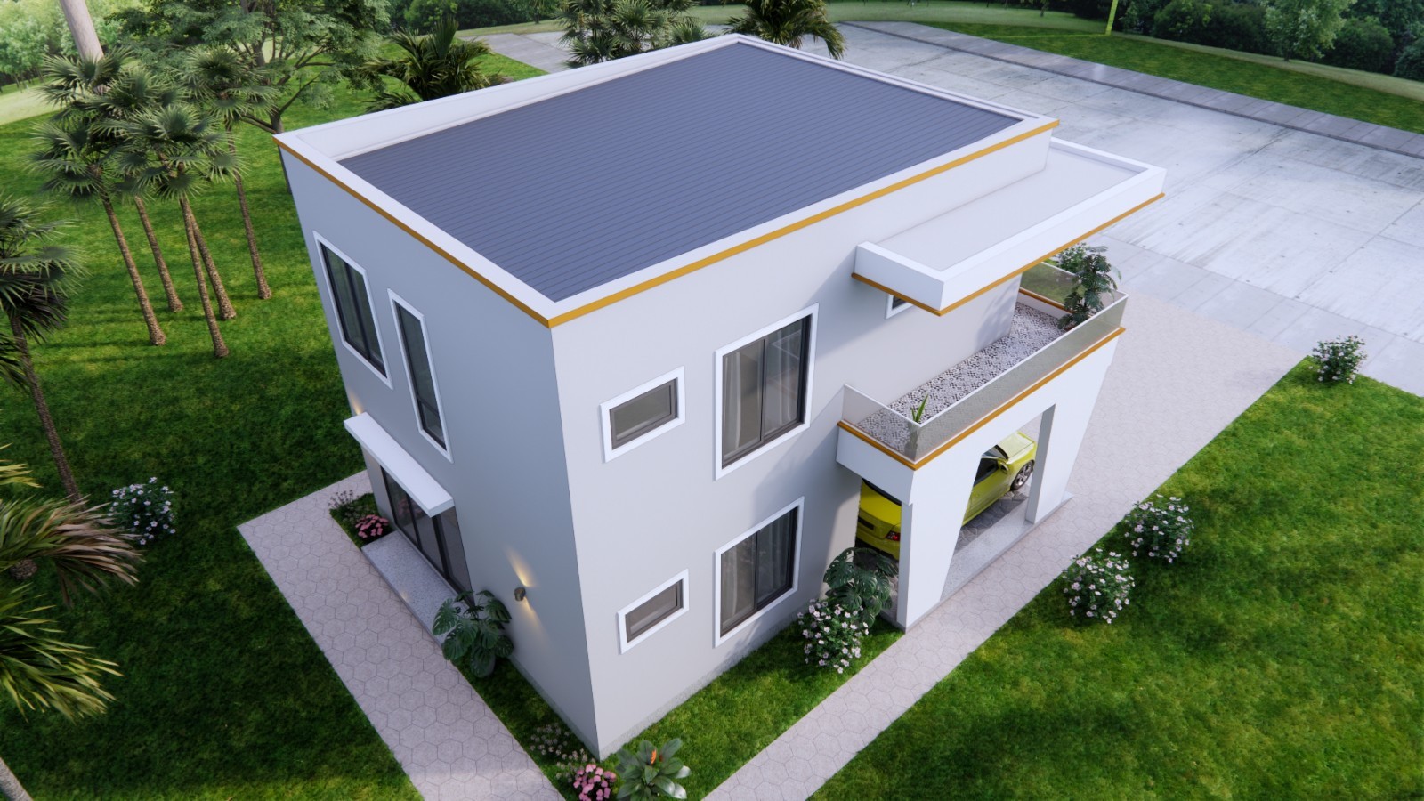 7×9 Meter House Plan 4 Bed 3 Bath | 23×30 Ft Hidden Shed Roof PDF & A4 Hard Copy