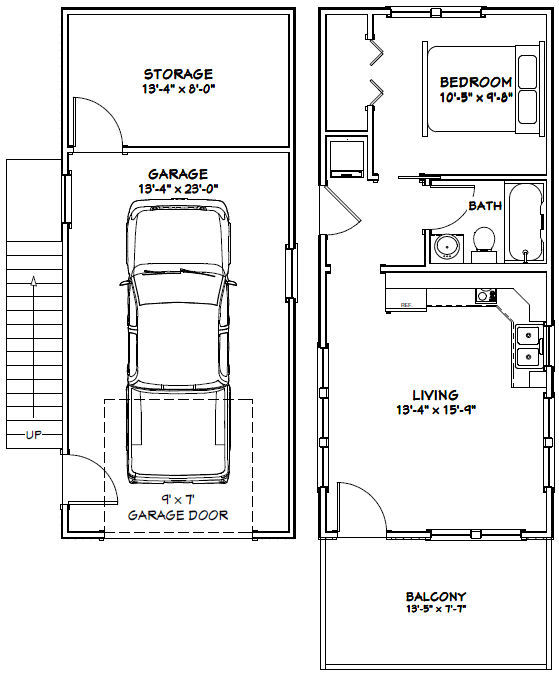 14×32 Tiny House — 567 sq ft — PDF FloorPlan — Model 6E