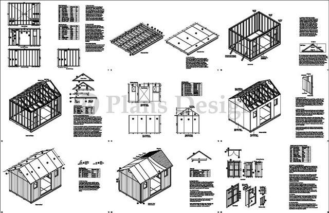 Garden Storage Shed Plans 10′ x 14′ Gable Roof Design D1014G, Free Material List
