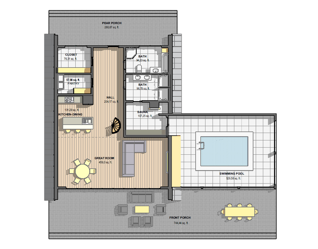 63’x59’ 3 Beds, 2.5 Baths Cozy A-Frame House Architectural Plans PDF Download.