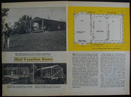 Vacation CABIN Hunting Camp EZ 1968 HowTo Build PLANS 14×24