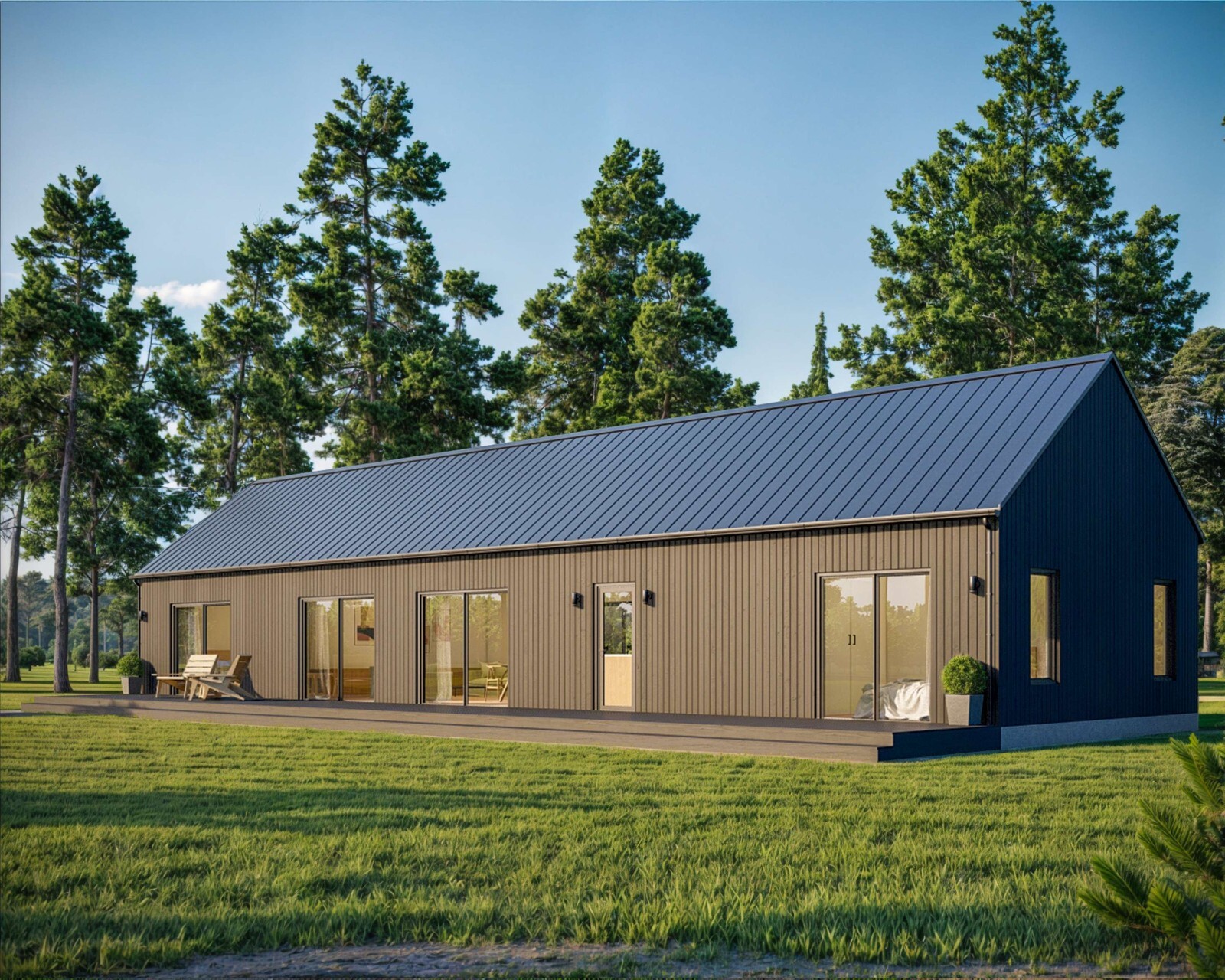 Modern Cabin House, 20′ x 70′, 1400 Sq Ft, 3 Bed 2 Bath, Architectural Plans