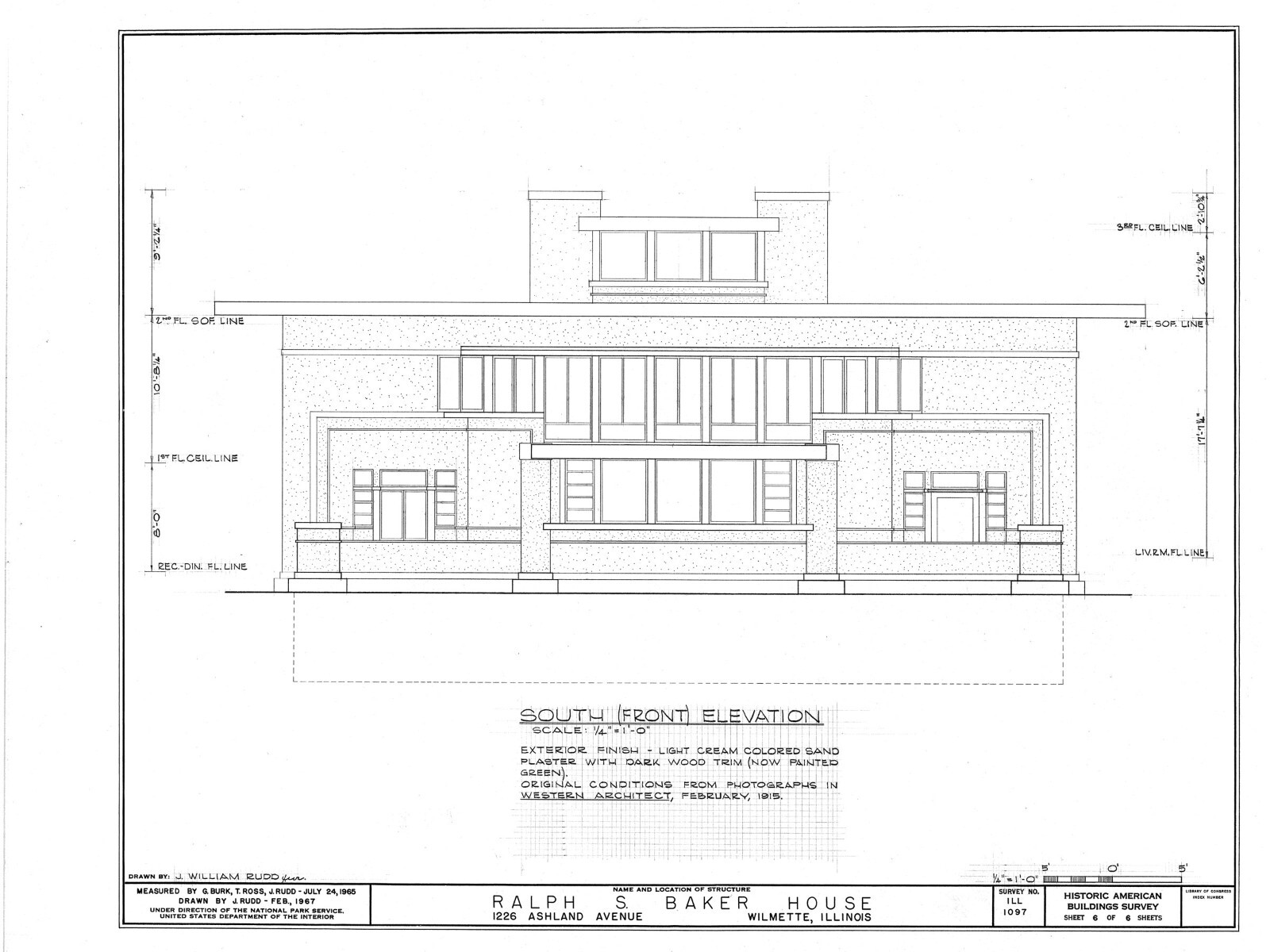Baker Residence, a luminous Prairie Style home by William Drummond printed plans
