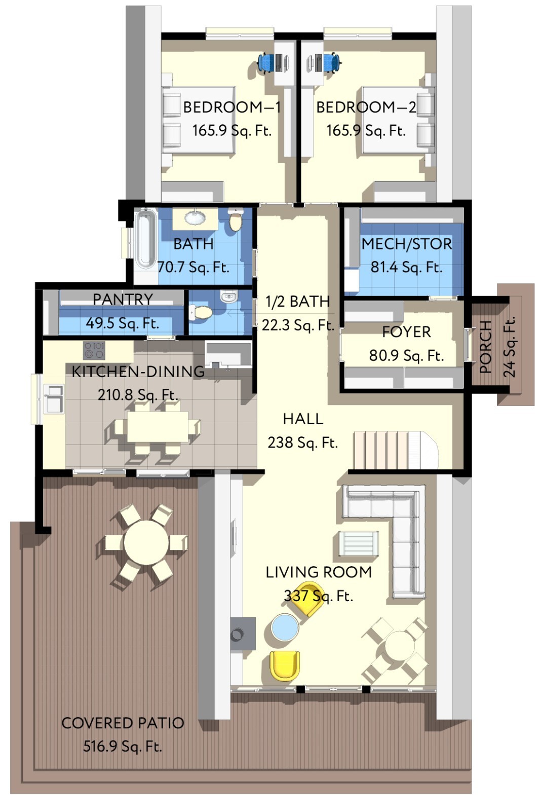 41’x66’ 4 Bedroom, 3 Baths Modern A-Frame Cabin Architecture Plans PDF Download.